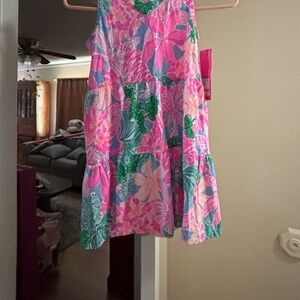 Kids Lilly Floral Print dress in Pink and Green
